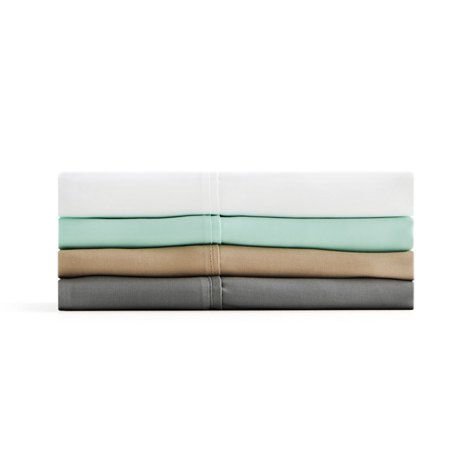 on white stack of the Botanical Sheet Set with Tencel Lyocell Fiber