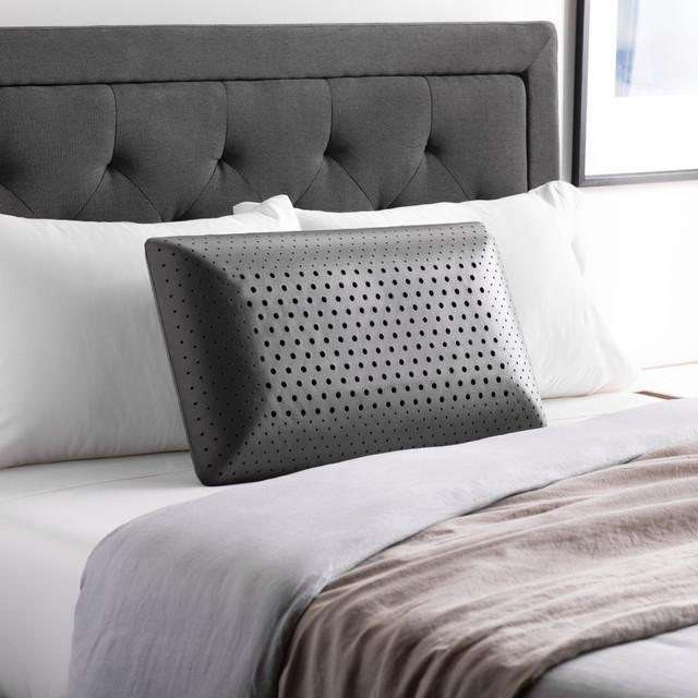 Zoned ActiveDough PIllow in Bamboo Charcoal on a bed