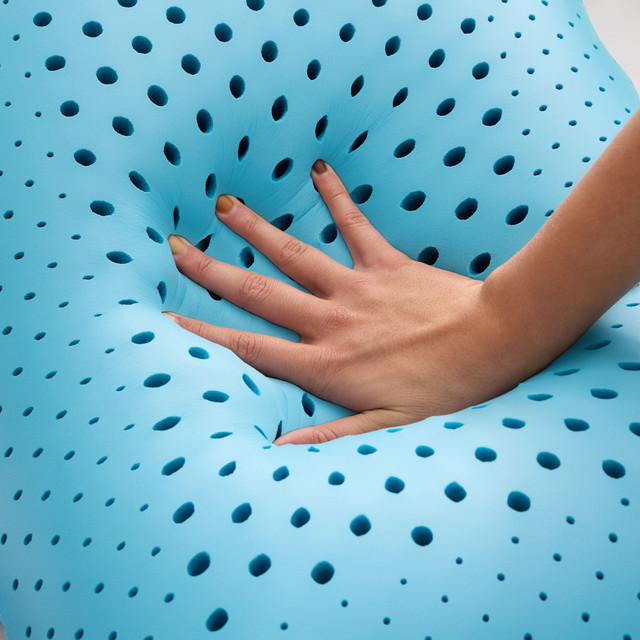 hand press into Zoned Dough Pillow in Cooling Gel